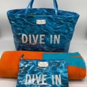 Kate Spade New York "DIVE IN" Harmony Tote~Beach Towel~GIA "DIVE IN" Pouch~Rare~